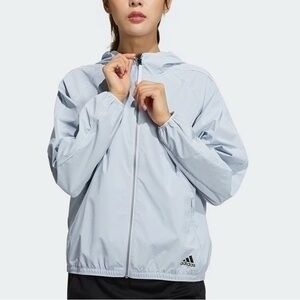 Adidas Golf Windbreaker Zip-Up Lightweight Jacket Light Blue
